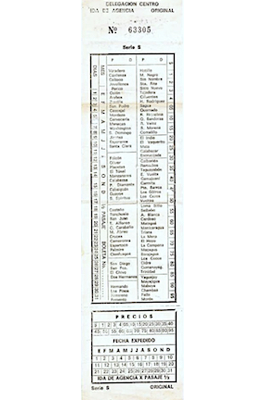 Boleto de ómnibus Delegación Centro