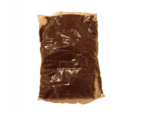Paquete de café molido (y mezclado con chícharos) comercializado en el mercado normado